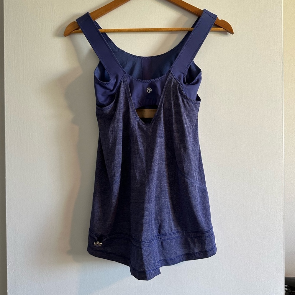 Lululemon Athletica Blue Purple Run for Your Life Shelf Bra Athletic Tank Size 4 - Picture 5 of 8